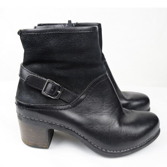 Dansko "Hayley" Black Leather & Suede Block Heeled Biker Bootie EUR. 36 US 5-5.5 - Picture 1 of 9